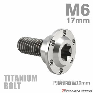 M6×17mm P1.0 円筒部直径10mm 64チタン合金 段付きボルト トルクス穴 フランジ付き シルバーカラー 車/バイク 1個 JA885