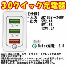 国内未発売 急速 充電器 Quick charge 3.0 送料込 ３ 連 USB 充電器 スマホ 携帯クイック チャージ 3色 送料込レッド ブラック ブルー_画像2