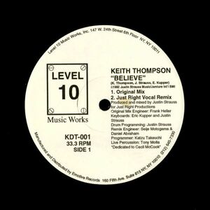 試聴 Keith Thompson - Believe [12inch] Level 10 Music Works US 1992 House