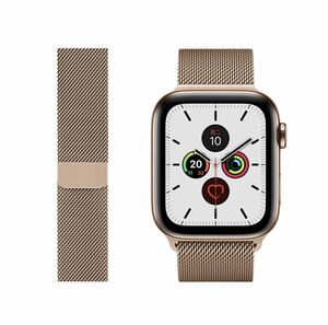 Apple Watch バンド ステンレス42/44/45mm 磁石 アップルウオッチバンド　ミラネーゼループ 高品質　金属ベルト　ローズゴールド色