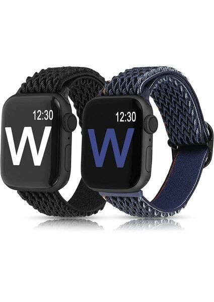 アップルウォッチ バンド38/40/41mm Apple Watch SE/7/6/5/4/3/2に対応 Apple Watchナイロン製弾性バンド スポーツバンド　2本