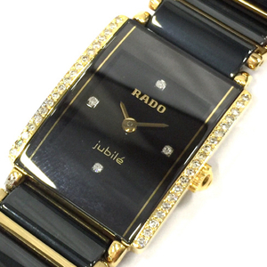 ラドー ダイヤスター 153.0339.3 クォーツ 腕時計 ダイヤモンドベゼル レディース 黒文字盤 純正ブレス RADO DIASTAR