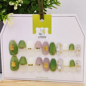 ネイルチップ(ハンドメイド)商品#A03#マット#グリーン★20個セット★