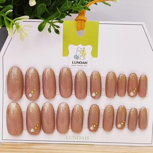 ネイルチップ(ハンドメイド)商品#U01#ブラウン#★20個セット★細め