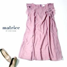 ☆☆ 美品 matrice BY VOICEMAIL マトリーチェ バイ ヴォイスメール ☆☆ 可愛いフリル袖 シフォン ワンピース 40号 L 春 夏 22C07_画像1