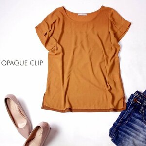 ☆ 美品 (株)ワールド OPAQUE.CLIP オぺークドットクリップ ☆ ストレッチ切替え さらさら ジョーゼット生地 カットソー M 春 夏 22E07