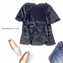 ☆☆ 美品 TOMORROWLAND トゥモローランド ☆☆ 大人可愛い 同色ボーダー ナイロン・ストレッチ カットソー S 春 夏 22E07_画像1