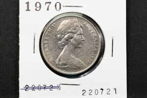 オーストラリア 20セント 貨幣 1970年 1枚 (管理No.220721) 20 Cents Decimal Coinage