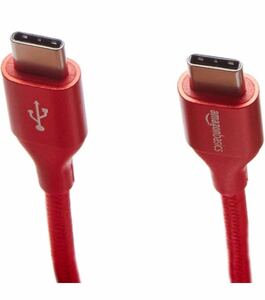 Amazon Basics USB Type-C -Type-C ケーブル 3.0m レッド　データ転送 急速充電