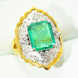  water ... ring KAOLVCO ring emerald 5.45 diamond 0.30 K18 PT900 approximately 17 number new goods finishing used 