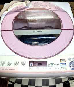 岐阜県 引取可 ジャンク 8kg SHARP 洗濯機 2014年製 ES-GV80P-P 全自動洗濯機 シャープ 直接引取可 家電 白 ホワイト ピンク 中古 乾燥機