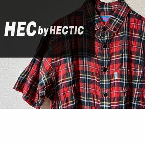 HEC by HECTIC ヘク バイ ヘクティク　半袖シャツ　シュリンク加工　日本製 チェック柄 チェックシャツ