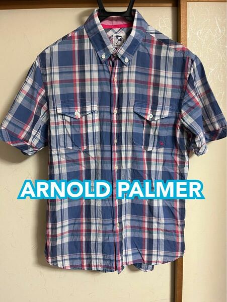 アーノルドパーマー　コットンボタンダウン半袖チェックシャツ　メンズ3（L相当）