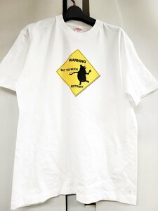 WARNING PIG 豚 Tシャツ 食べ過ぎ 注意 メンズＴシャツ 白 プレート ブタ アメカジ レストラン 飲食店