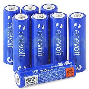 即決価格★ 3R 充電池 8本セット 単3 ニッケル水素充電池 enevolt(エネボルト) 3000mAh 大容量 単3形充電池 SYSTEMS 