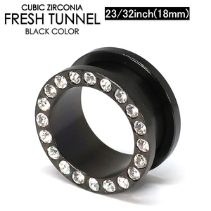 Body Pierce Fresh Tunnel Black Rinstone с стразами 23/32 дюйма (18 мм) Хирургическая бесценная прозрачная драгоценный камень 23/32 дюйма