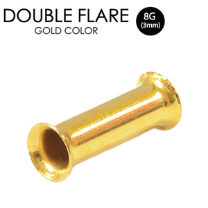  double flair Gold color 8G(3mm) GOLD surgical stainless steel 316L body pierce eyelet tunnel tube year Lobb 8 gauge I