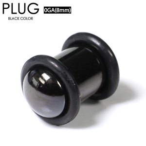 ボディピアス プラグ ブラック 0G(8m) PLUG BLACK サージカルステンレス316L カラーコーティング 両側ゴムで固定 イヤーロブ 0ゲージ┃