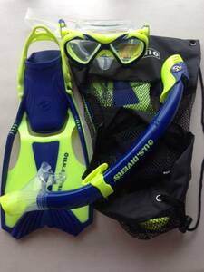 ラスト ◆ 新品 U.S.DIVERS スノーケル 4点セット 子供用 シュノーケル　Ｌ サイズ 23.2-25.2㎝ グリーン