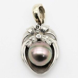  necklace top black pearl Black Butterfly . pearl 10. platinum 7.2g pt900