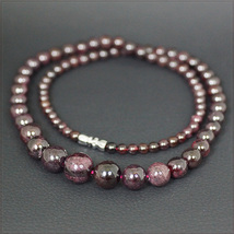 [NECKLACE] Natural Garnet ナチュラル ガーネット ラウンド グラデーション ビーズ 天然石 ネックレス 0.4～0.85 x 43cm 【送料無料】_画像2