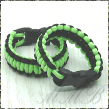 [OUTDOOR] Survival Glow in Dark Bracelet 夜光 (蓄光) ロープ パラコード ブレスレット ブラック & グリーン 235mm 【送料無料】_画像2