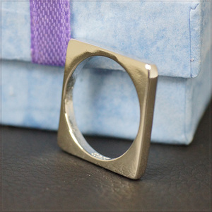 [RING] 925 Sterling Silver Plated Geometric Square エレガント 幾何学 正方形 スクエア シルバー リング 13号 【送料無料】