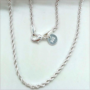 [NECKLACE] 925 Silver Plated Shine Twisted Line ツイスト ロープ スリムチェーン シルバー ネックレス φ2.5x770mm (12g) 【送料無料】