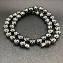 [NECKLACE] Black Hematite 球体ラウンドビーズ 磁気マグネット ブラック ヘマタイト ヒーリングネックレス φ10x500mm (141g)【送料無料】_画像4