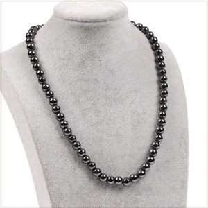 [NECKLACE] Black Hematite 球体ラウンドビーズ 磁気マグネット ブラック ヘマタイト ヒーリングネックレス φ10x450mm (117g)【送料無料】