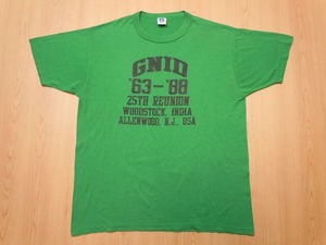 80s 90s USA製 ラッセル★gnid 25th reunion Woodstock Indiana★古着 オールド Tシャツ L★緑 グリーン★a