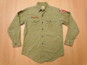 60s 70s BSA ボーイスカウト BOY SCOUTS OF AMERICA 長袖 シャツ ～Sくらい★古着 ヴィンテージ VINTAGE USA★即決★c