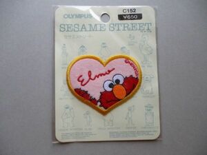 90s セサミストリート SESAME STREETエルモ刺繍ワッペン/キャラクターELMOハートNHK愛LOVE手芸NYマペット当時物キャラクター入園 S2