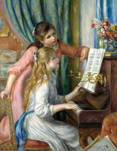 Art hand Auction New Renoir Girls Playing the Piano Special Technique High-Class Print Painting, Wooden Frame, Photocatalyst Processing, Special Price: 1, 980 Yen (Shipping Included), artwork, painting, portrait