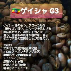 自家焙煎屋　珈琲豆　coffee　エチオピアゲイシャG3　300g