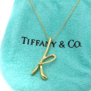 希少 美品 Tiffany&Co. ティファニー イニシャル K レター イエローゴールド ネックレス 750 K18 アルファベット OO49