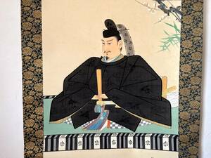 掛軸■萬華謹筆 殿様 絹本 松竹梅 日本画 古美術 時代物 骨董品■22