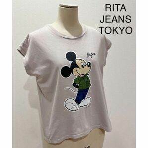 リタジーンズトウキョウ RITA JEANS TOKYO Tシャツ 日本製 フレンチスリーブ ミッキーマウス ディスニー プリント