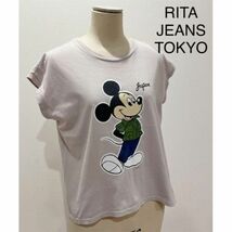 リタジーンズトウキョウ RITA JEANS TOKYO Tシャツ 日本製 フレンチスリーブ ミッキーマウス ディスニー プリント_画像1