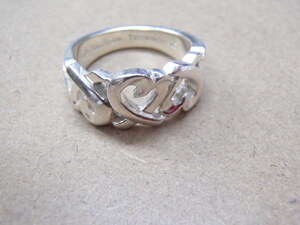 #47423【中古品】TIFFANY&Co. ティファニー リング パロマピカソ ラビングハート トリプル 11号 スターリングシルバー SV925 指輪 リング