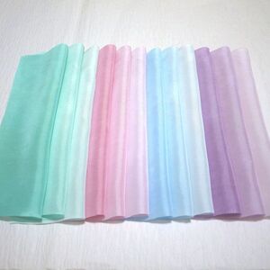 （K-01）正絹胴裏手染め12枚はぎれセット　緑・ピンク・水色・紫　グラデーション　つまみ細工用布・つるし飾りや手芸に