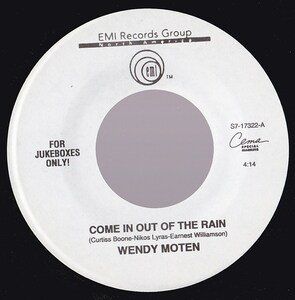 R&B 7inch・45★WENDY MOTEN / Come in out of the rain / A matter of fact★Jukebox only・EMI★