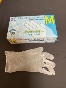 プラスチック手袋　使い捨て手袋　パウダーフリーMサイズ　100枚