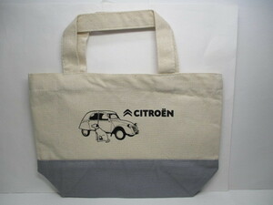 * super-rare rare * not for sale *CITROEN* Citroen * with logo canvas tote bag * ash * white * new goods * unused * click post 185 jpy *