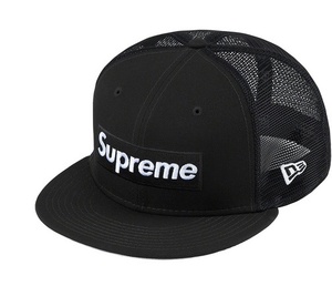 国内正規品 22SS Supreme Box Logo Mesh Cap Back New Era Black 7-5/8 60.6cm ニューエラ メッシュ キャップ ブラック ボックスロゴ
