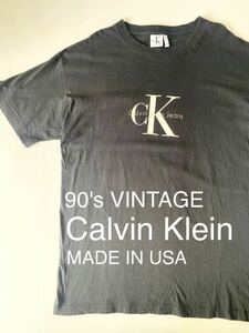 90's VINTAGE calvin klein jeans USA製 ロゴプリント Tシャツ ヴィンテージ カルバン クライン CKロゴ ブランド 古着 90年代 ビンテージ