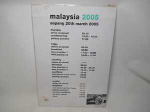 F1マレーシアGP 2005 セパン sepang 20th march レース ピット内実使用品　タイミングボード スケジュールボード ホンダ