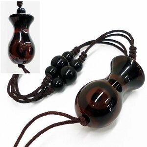 チベット天珠ネックレス (N9) 宝瓶型 蓮花二眼天珠 パワーストーン 人間関係の調和 キーホルダー おまけ付き