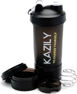 KAZILY(カズリー) プロテイン シェイカー シェーカーボトル シェイカーボール付き サプリメントトレー（×2）付き 大容量