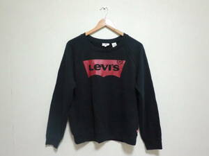 LEVI'S リーバイス 長袖 トレーナー スウェット ロゴ入り メンズ トップス ブラック size:S